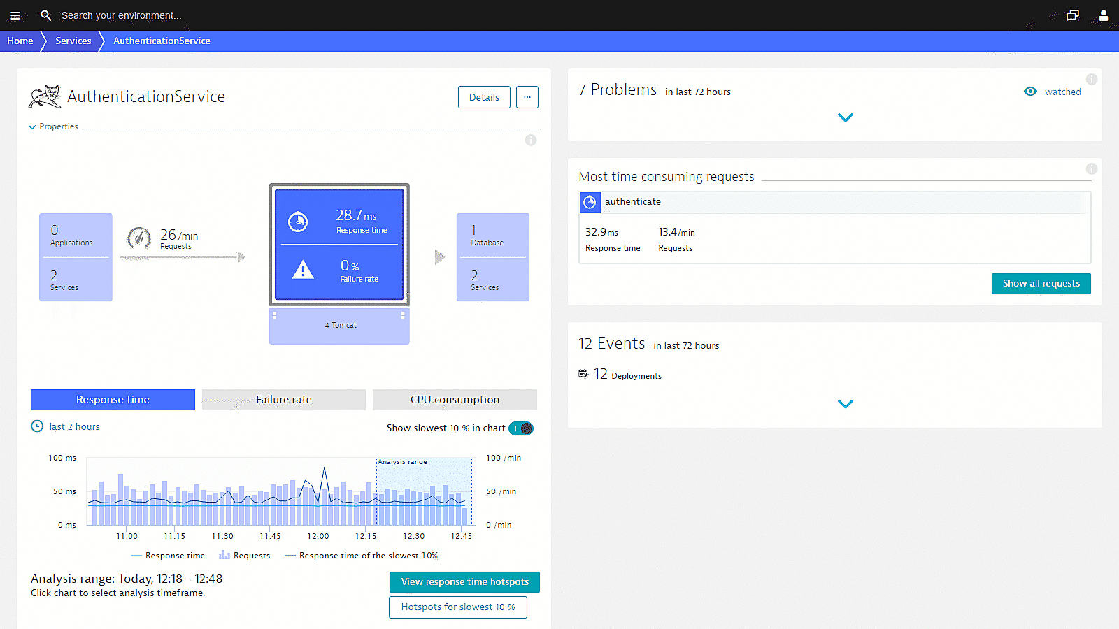 Java Authentication Service Dynatrace screenshot